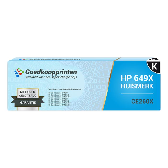 Huismerk voor HP 649X toner Zwart (CE260X) 17.000 afdrukken main product photo