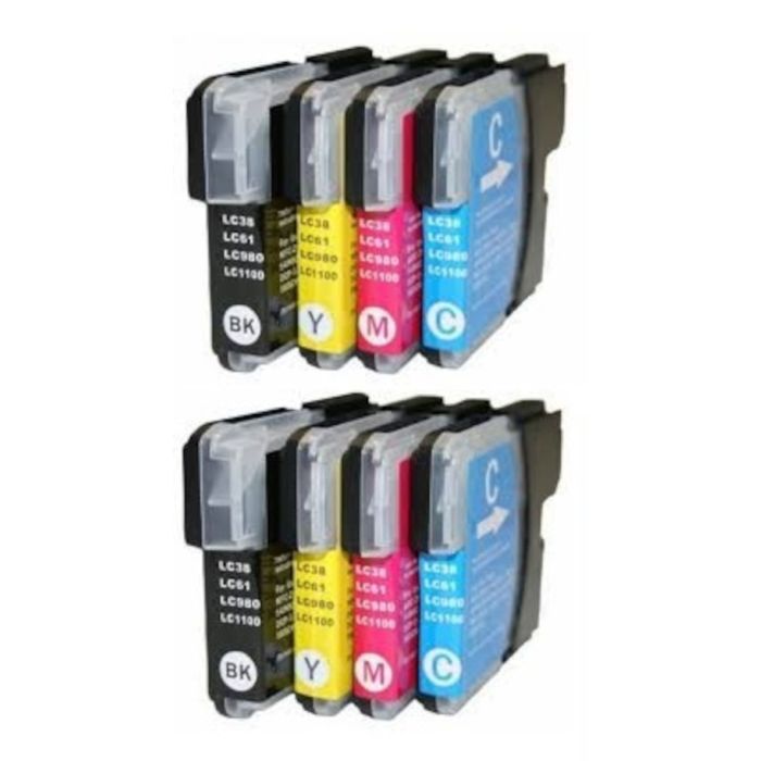 Huismerk Brother LC-980 / LC-1100 inkt cartridges 2 x 4 Kleuren Multipack (170 ml) main product photo