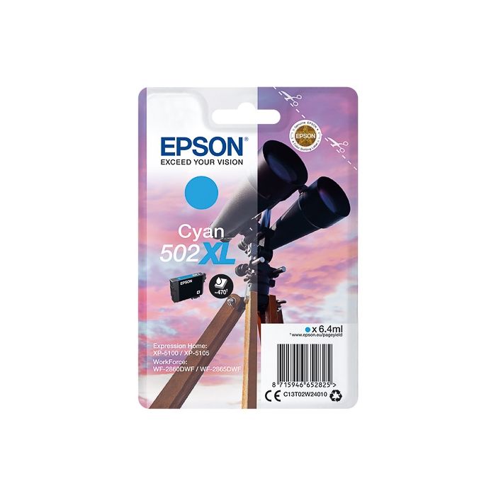 Epson C13T02W24010 inkt cartridge Cyaan (502XL) - Origineel main product photo