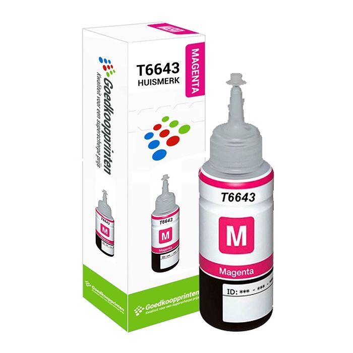 Huismerk voor Epson T6643 inkt cartridge Magenta - Ecotank 100ML main product photo