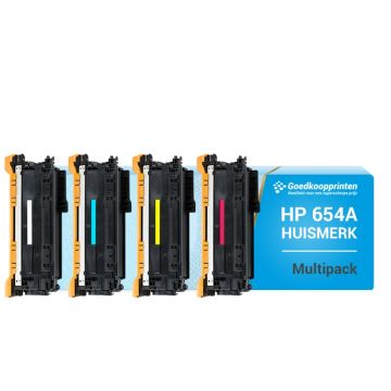 HP 654A toner cartridge / HP 654X toner cartridge Multipack - Huismerk set