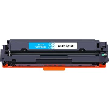 Huismerk voor HP 415X toner (W2031X) Cyaan (MET CHIP) hoge capaciteit