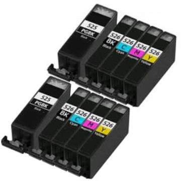 Huismerk Canon PGI-525 / CLI-526 inkt cartridges 2 x 5 Kleuren Multipack (126 ml)