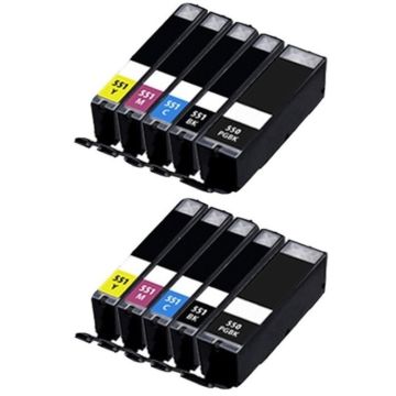Huismerk Canon PGI550 / CLI551 XL inkt cartridges 2 x 5 kleuren Multipack (142 ml)