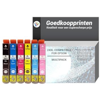 Epson T2438 inkt cartridge Multipack XL - Huismerk set (6 stuks)