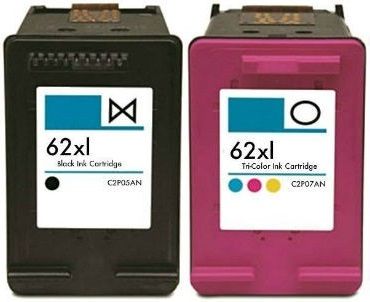 Cartridges 62 XL 62XL zwart en kleur voor HP 62 zwart en kleur voor Envy 5540 5545 OfficeJet 200 250 (1 zwart, 1 kleur, 2 stuks
